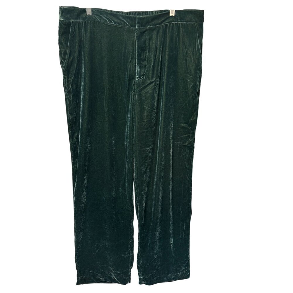 A New Day Womens Green Velvet Pants Size 17 Relaxed Fit Comfortable Style